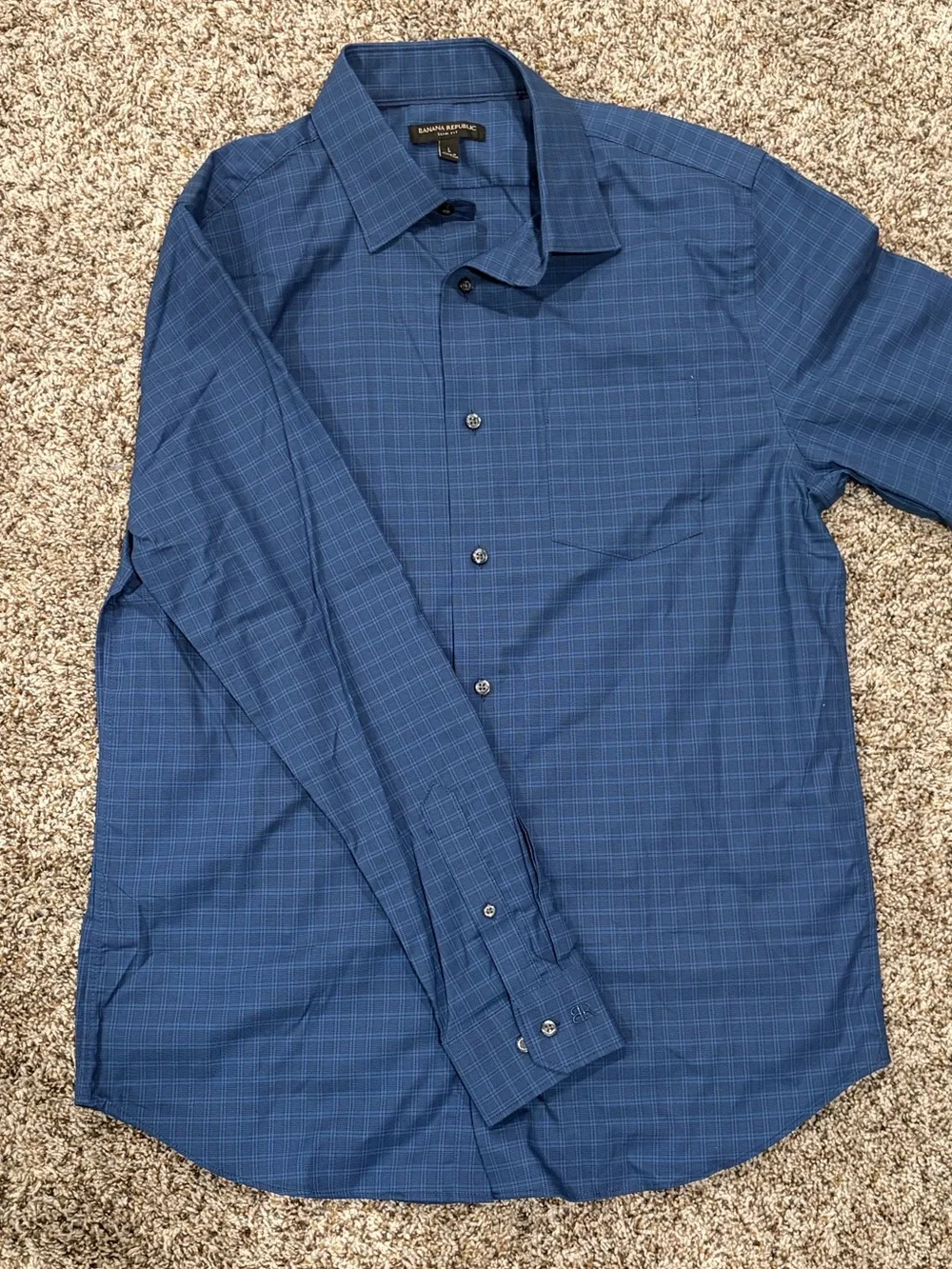 Banana Republic Men's Blue Windowpane Dress Shirt